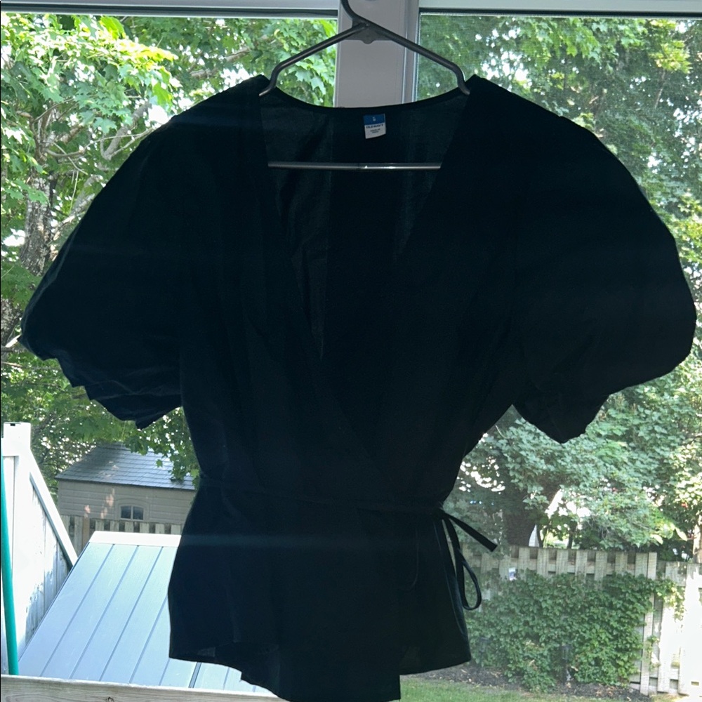 Old Navy Elegant Black Puff Sleeve Blouse